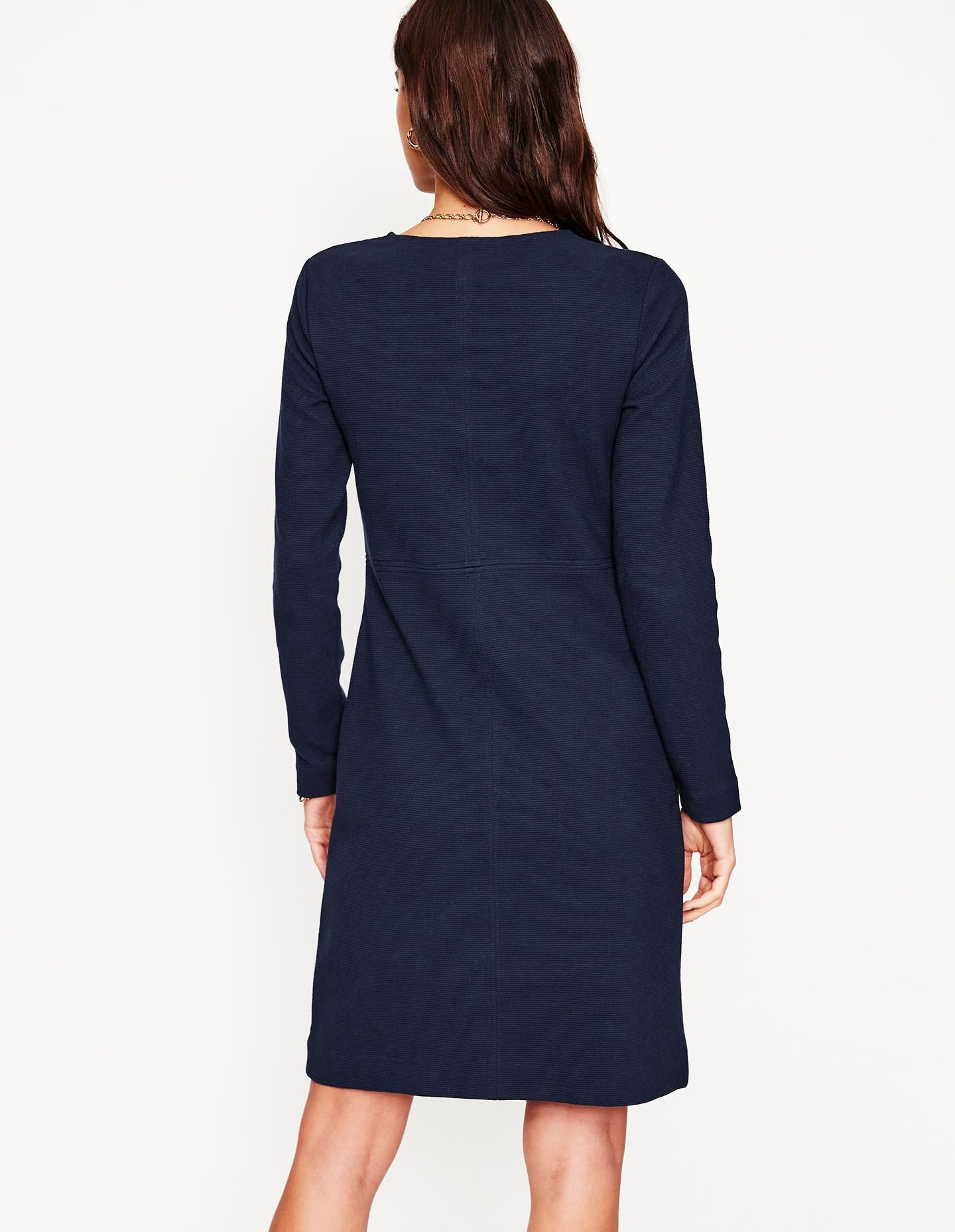Long-Sleeve Ottoman Jersey Shift Dress
