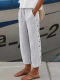 Cotton Blend Capri Pants for Women with Elastic Waistband | Lightweight Comfort for Everyday Wear