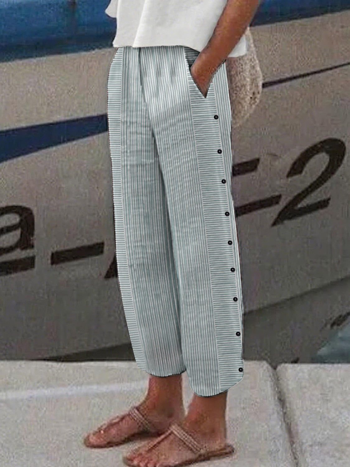 Cotton Blend Capri Pants for Women with Elastic Waistband | Lightweight Comfort for Everyday Wear