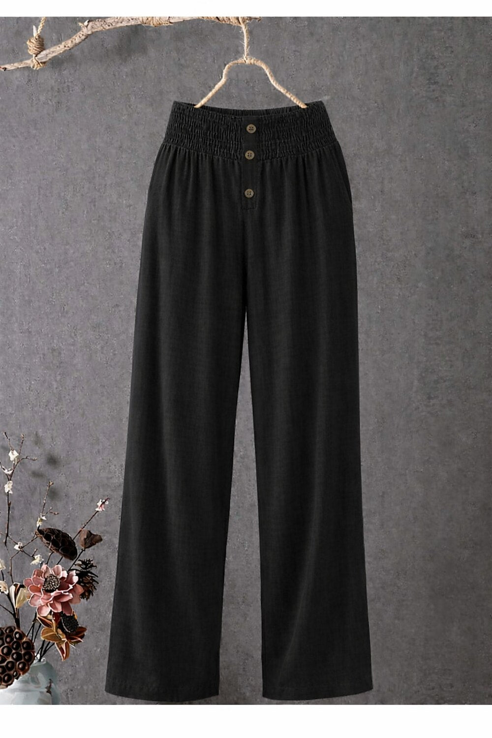Cotton Linen Wide Leg Pants with Elastic Waistband | Breathable Comfort for Everyday Style