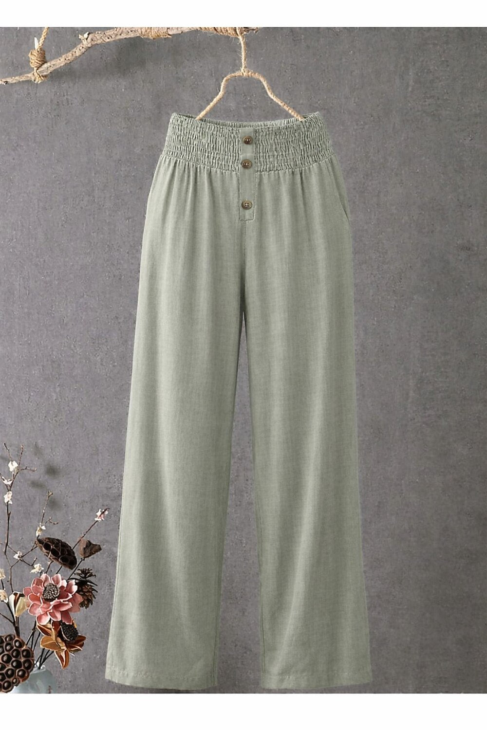 Cotton Linen Wide Leg Pants with Elastic Waistband | Breathable Comfort for Everyday Style