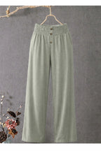 Cotton Linen Wide Leg Pants with Elastic Waistband | Breathable Comfort for Everyday Style