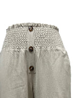 Cotton Linen Wide Leg Pants with Elastic Waistband | Breathable Comfort for Everyday Style