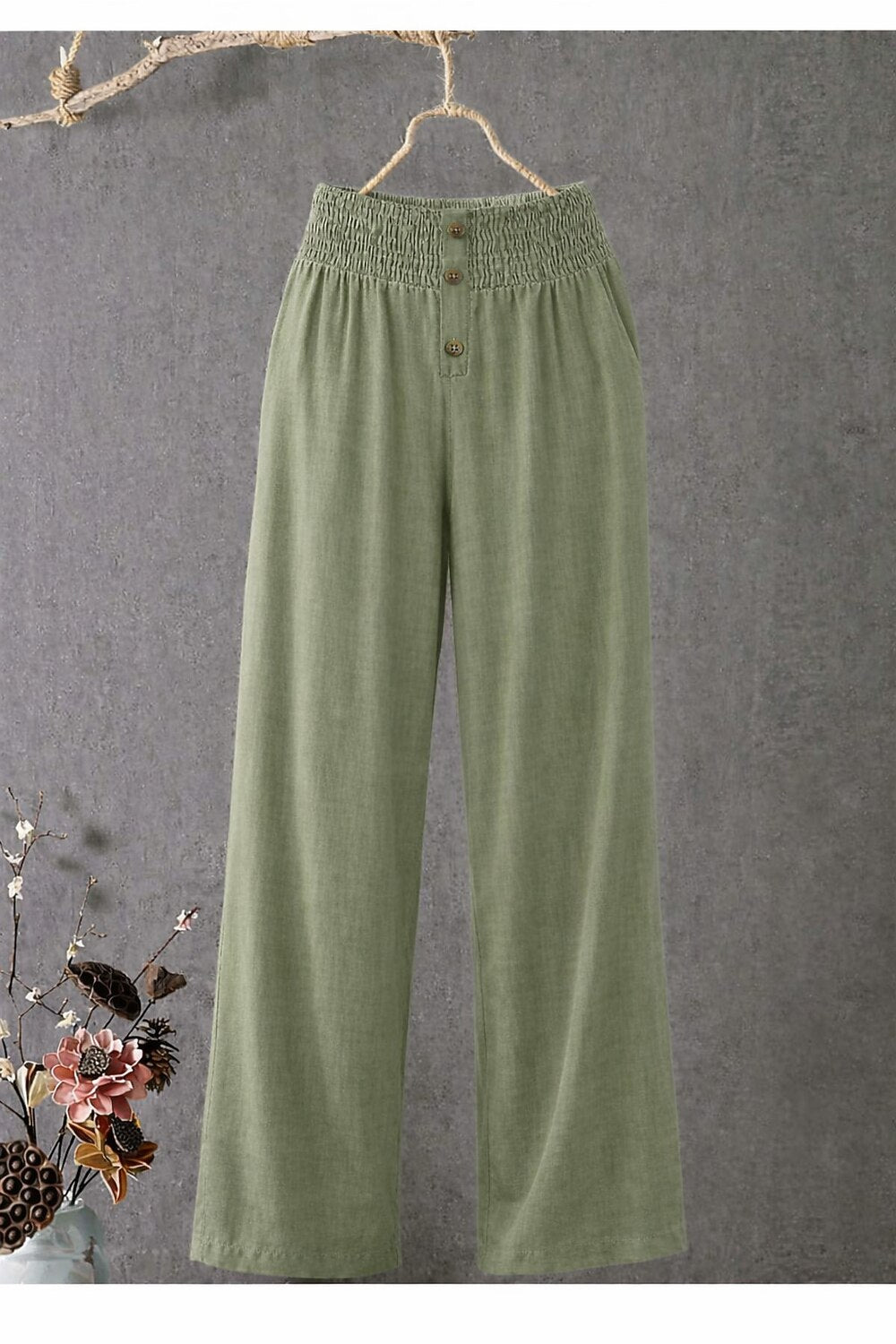 Cotton Linen Wide Leg Pants with Elastic Waistband | Breathable Comfort for Everyday Style