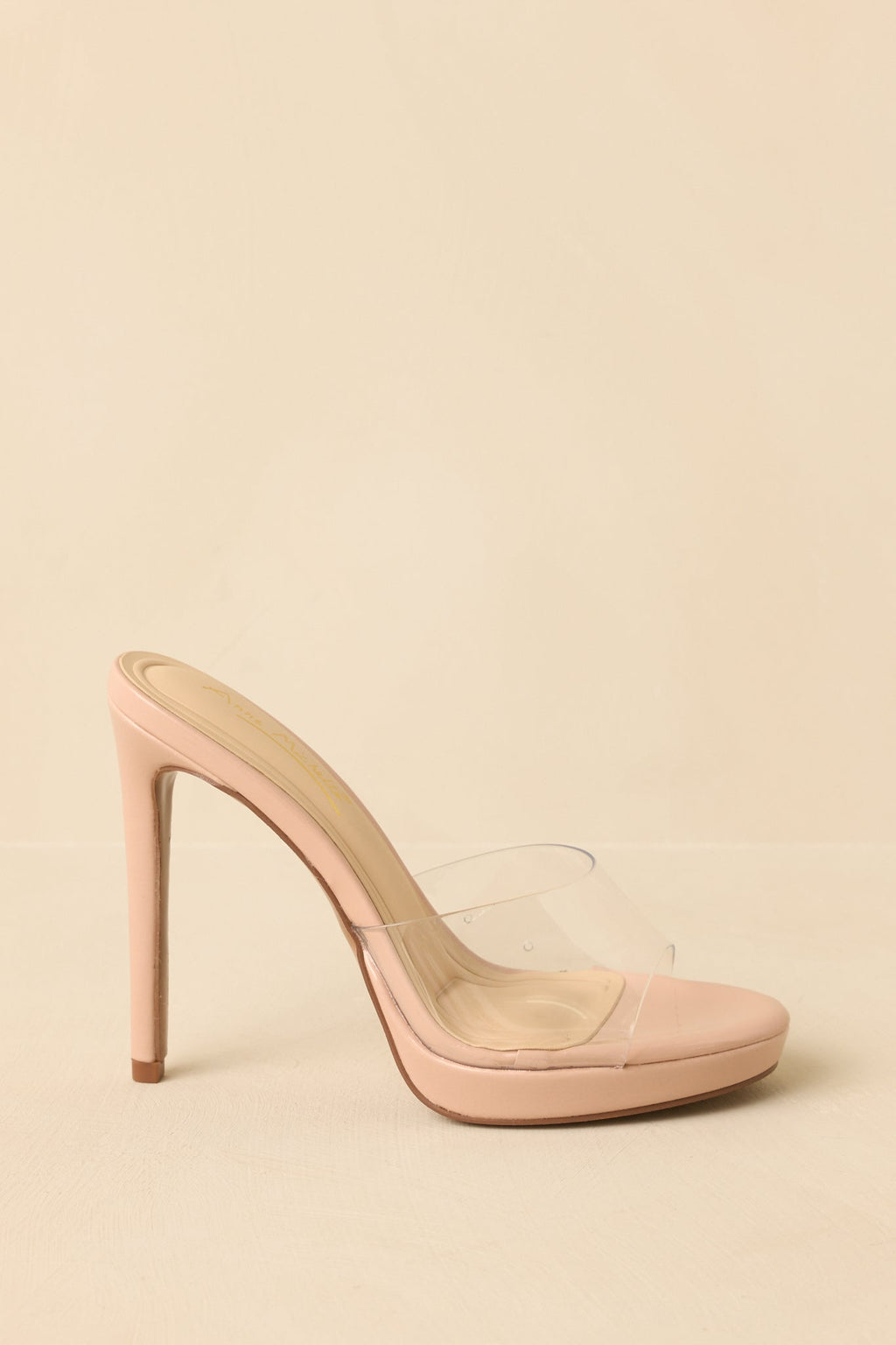 Women's Couldn't Resist Beige Clear Stiletto Heels | Heel measures 4.75" 2