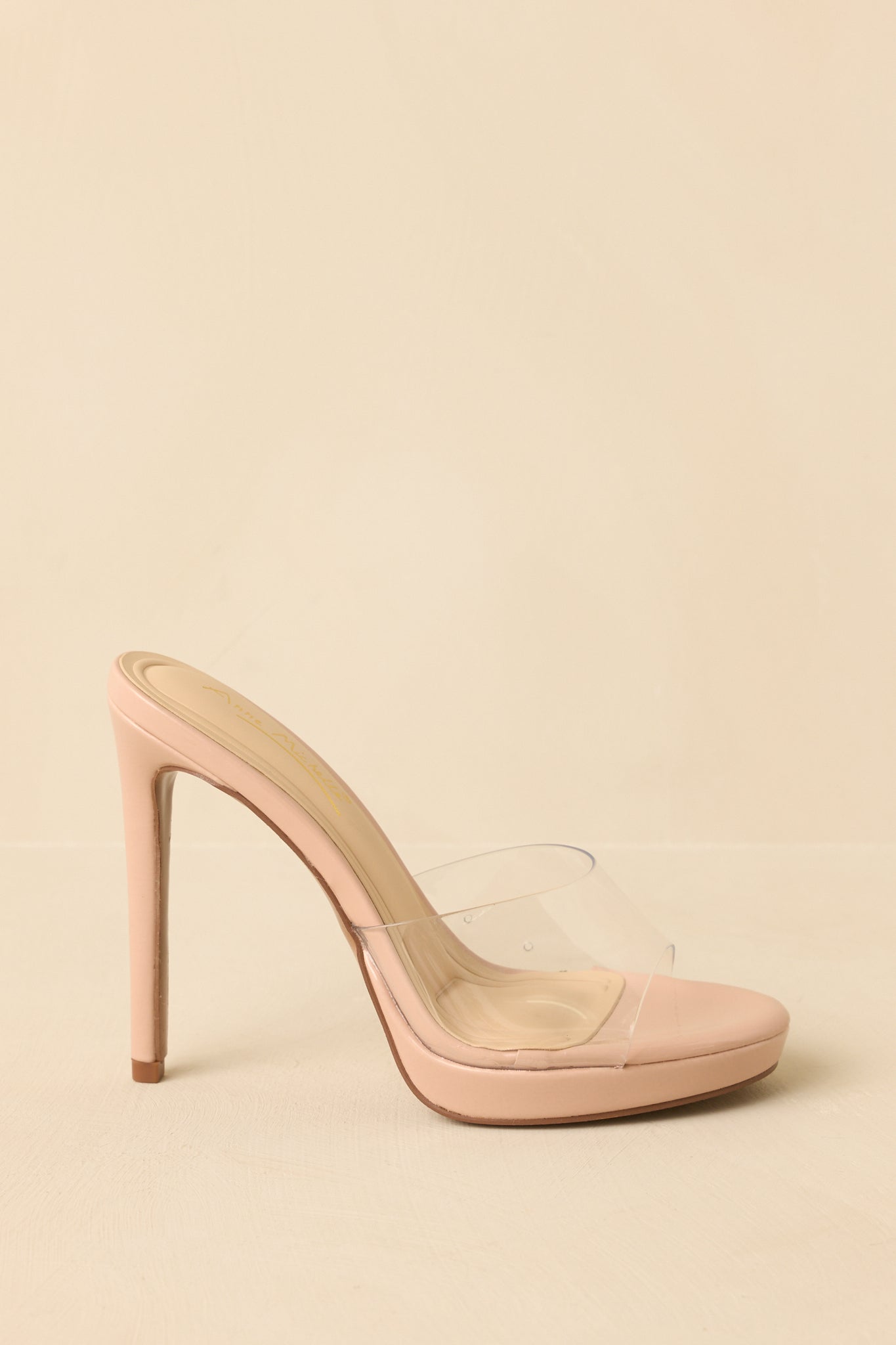 Women's Couldn't Resist Beige Clear Stiletto Heels | Heel measures 4.75" 2