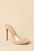 Women's Couldn't Resist Beige Clear Stiletto Heels | Heel measures 4.75" 3