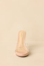 Women's Couldn't Resist Beige Clear Stiletto Heels | Heel measures 4.75" 4