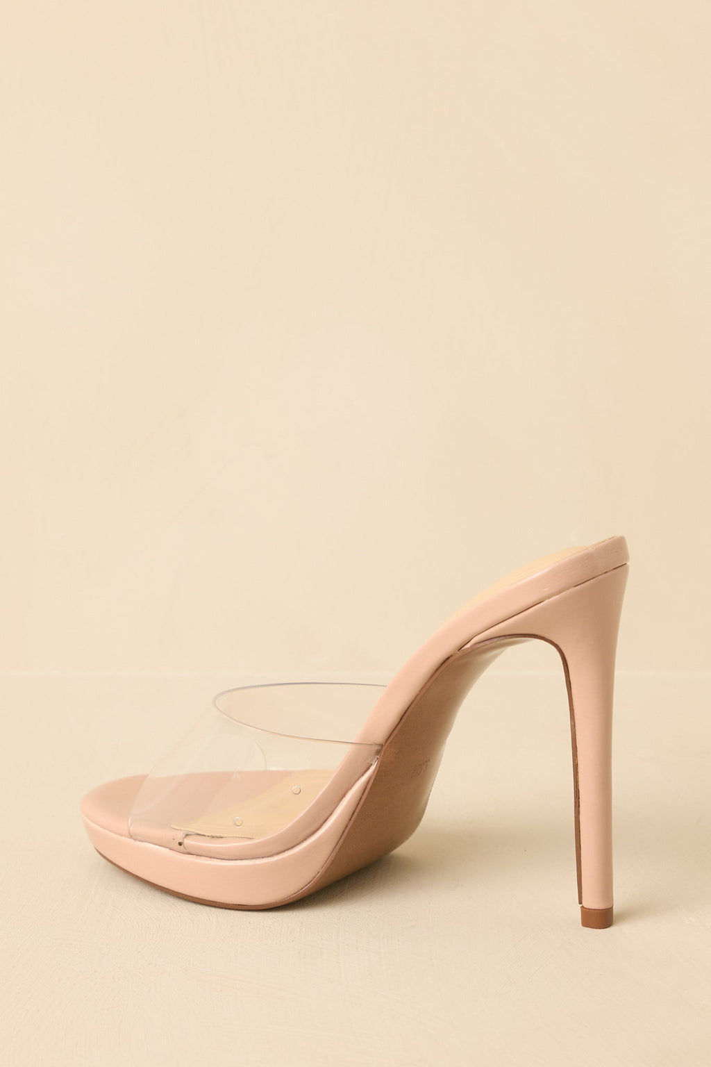 Women's Couldn't Resist Beige Clear Stiletto Heels | Heel measures 4.75" 5