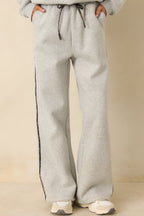 Women's Cozy Club Heather Grey Plaid Stripe Sweatpants | 50% Polyester & 50% Cotton Contrast: 98% Polyester 3