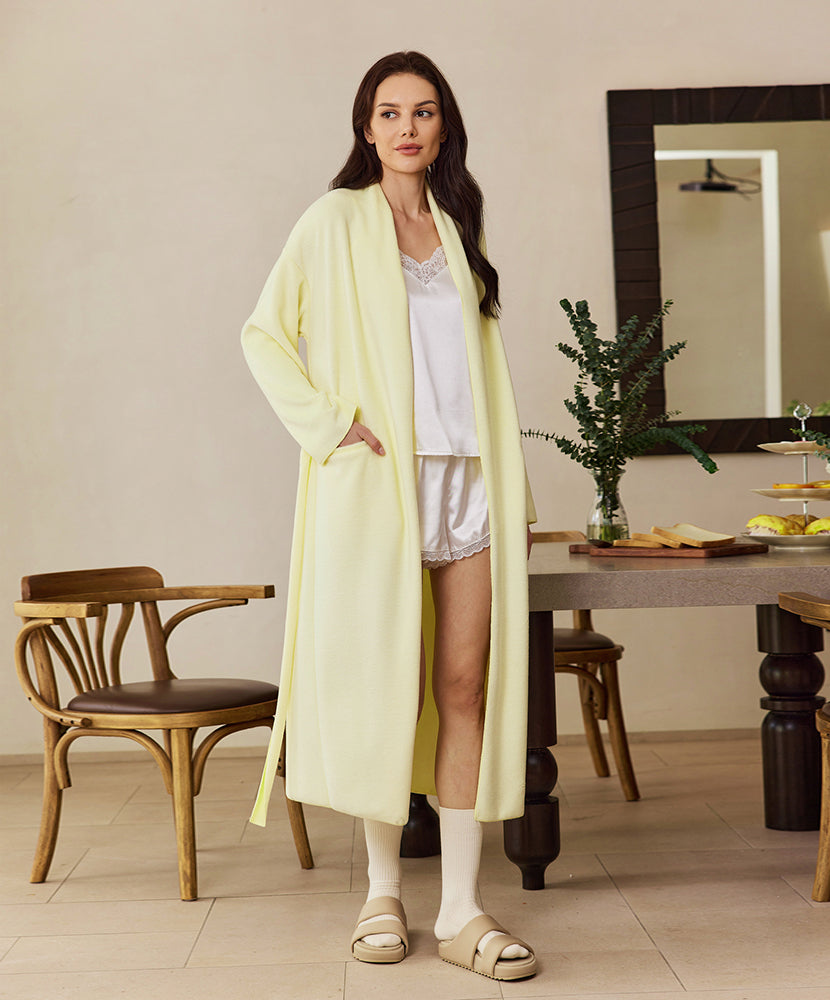 Cozy Knit Fleece Robe – Soft and Warm Dressing Gown with Two...