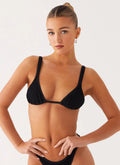 Women's Croatia Collection | Black Triangle Bikini Top with Ruched Underbust | Adjustable Straps for Flattering Comfort  0