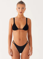 Women's Croatia Collection | Black Triangle Bikini Top with Ruched Underbust | Adjustable Straps for Flattering Comfort  1