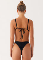 Women's Croatia Collection | Black Triangle Bikini Top with Ruched Underbust | Adjustable Straps for Flattering Comfort  2