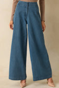 Women's Curve Appeal Medium Wash Scalloped Edge Wide Leg Jeans | 100% Cotton 0