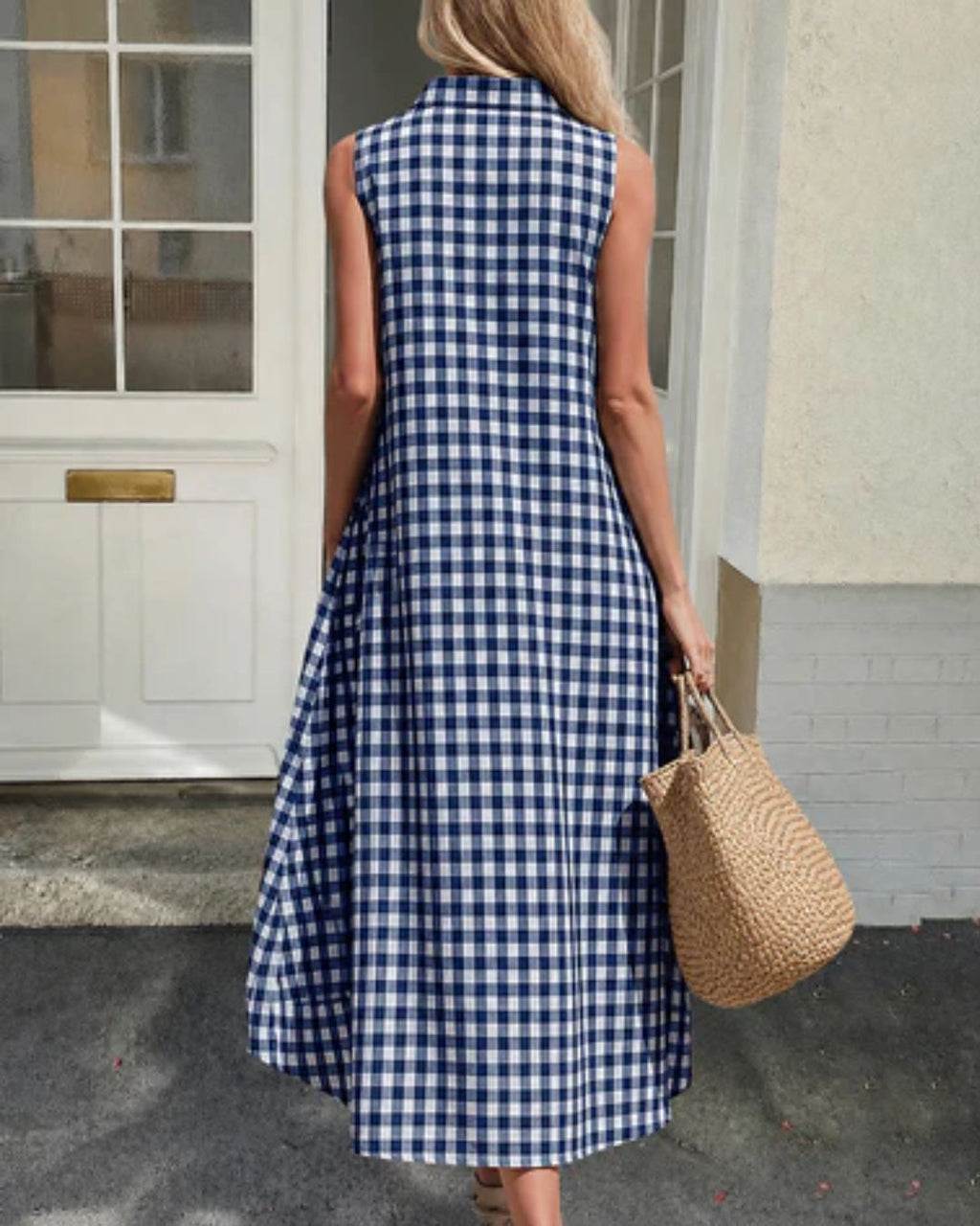 Curvvvy™ Loose Plaid A-Line Sleeveless Maxi Dress