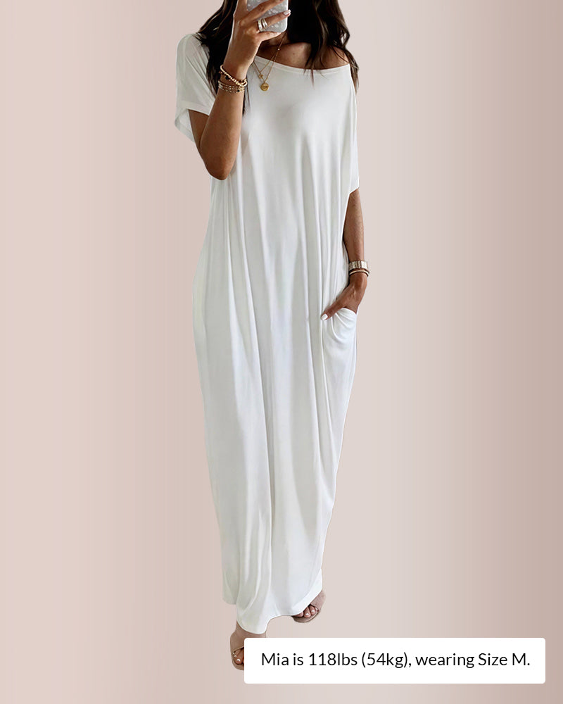 Curvvvy™ Solid Batwing Sleeve Lounge Dress