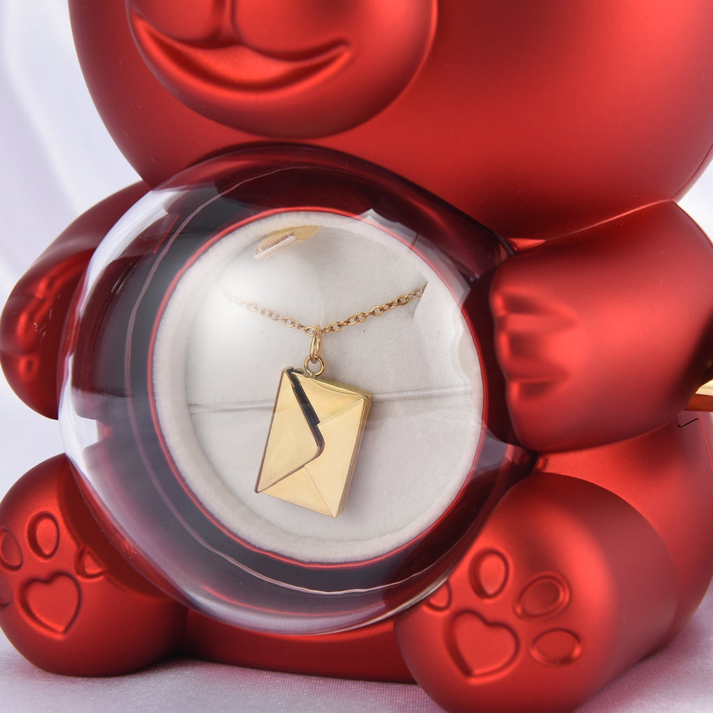 Love letter necklace pendant close up