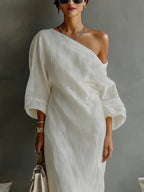 Women's Dress with Asymmetrical Hem & Side Pockets – Stylish...