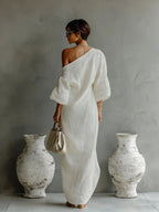 Women's Dress with Asymmetrical Hem & Side Pockets – Stylish...