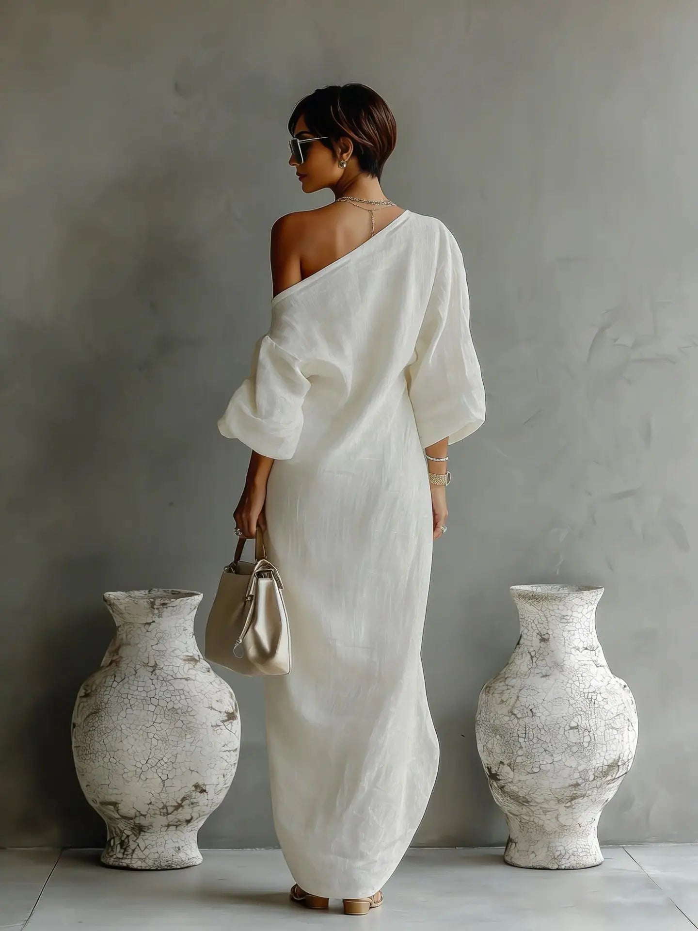 Women's Dress with Asymmetrical Hem & Side Pockets – Stylish...
