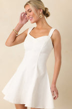 Women's Day Dreaming Bliss White Cotton Sleeveless Denim Mini Dress | 97% Cotton & 3% Spandex 0