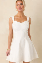 Women's Day Dreaming Bliss White Cotton Sleeveless Denim Mini Dress | 97% Cotton & 3% Spandex 4
