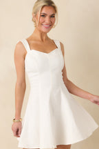 Women's Day Dreaming Bliss White Cotton Sleeveless Denim Mini Dress | 97% Cotton & 3% Spandex 5