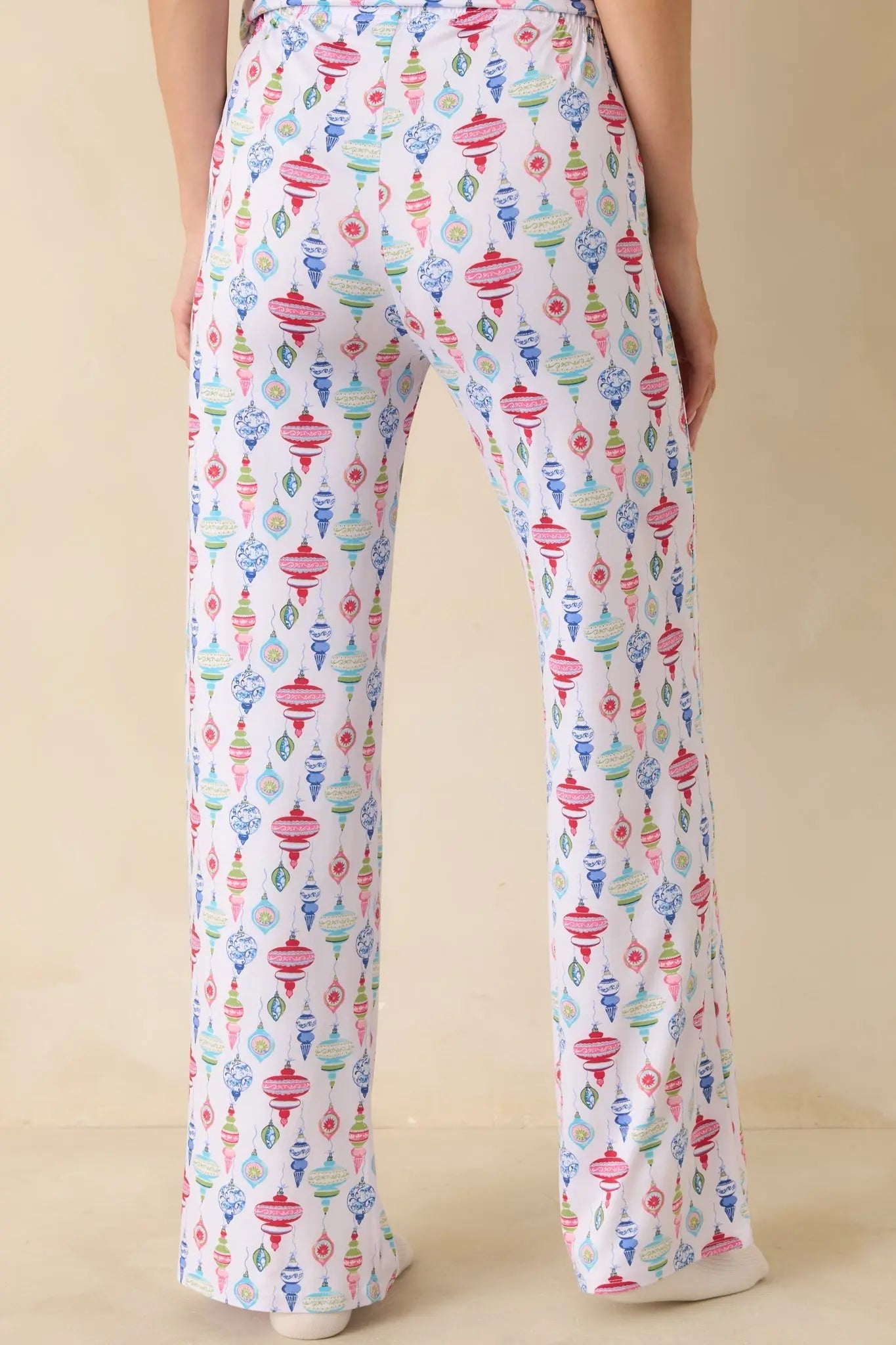 Women's Decked In Delight White Multi Ornament Pajama Pants | 95% Polyester & 5% Spandex 4