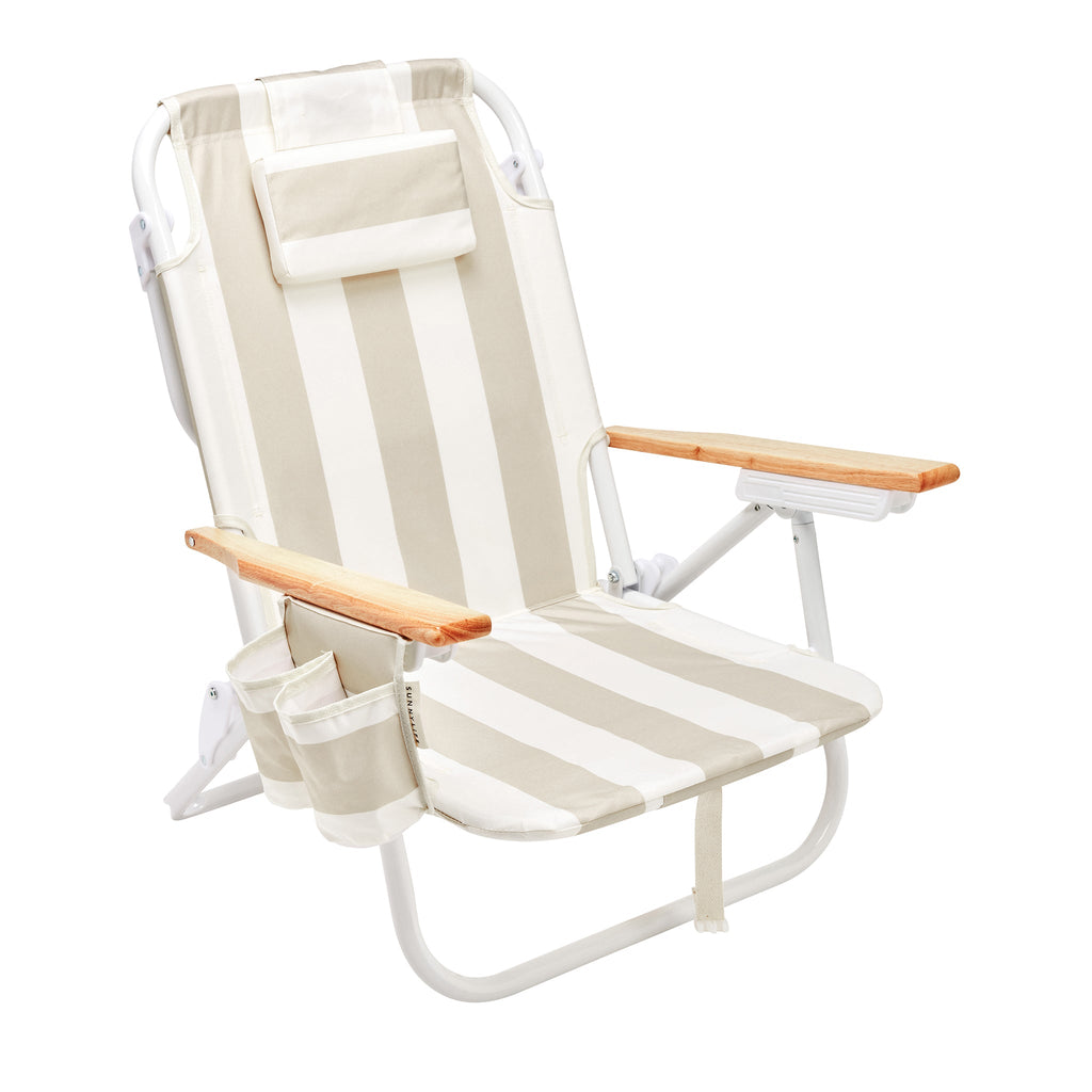 Deluxe Beach Chair with Adjustable Recline & Cooler Pocket | Comfortable Backpack Beach Chair for Outdoor Relaxation