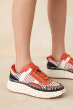 Women's Dig In Your Heels Orange Multi Platform Sneakers | Sole measures 1.75" 0