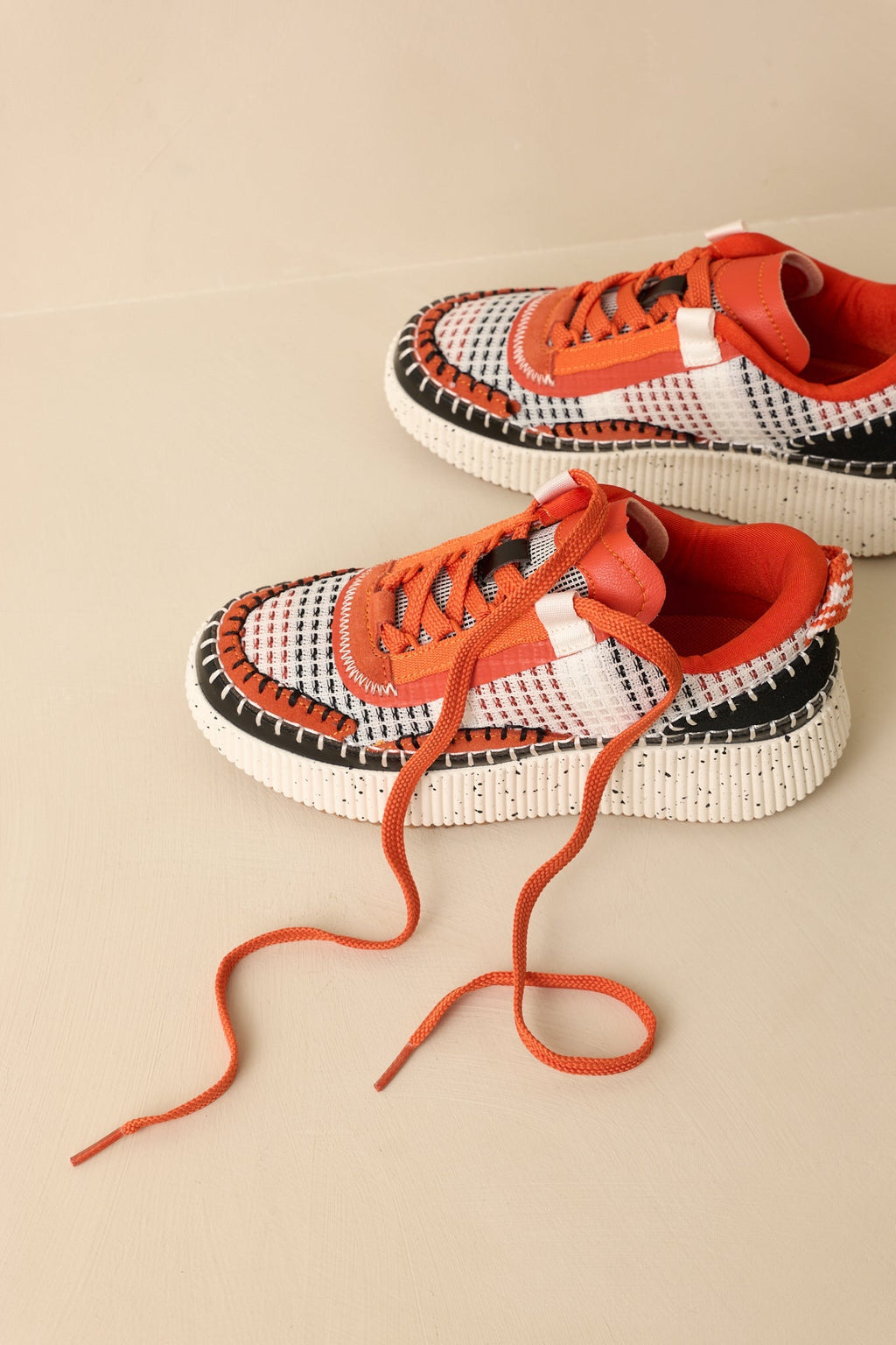 Women's Dig In Your Heels Orange Multi Platform Sneakers | Sole measures 1.75" 4