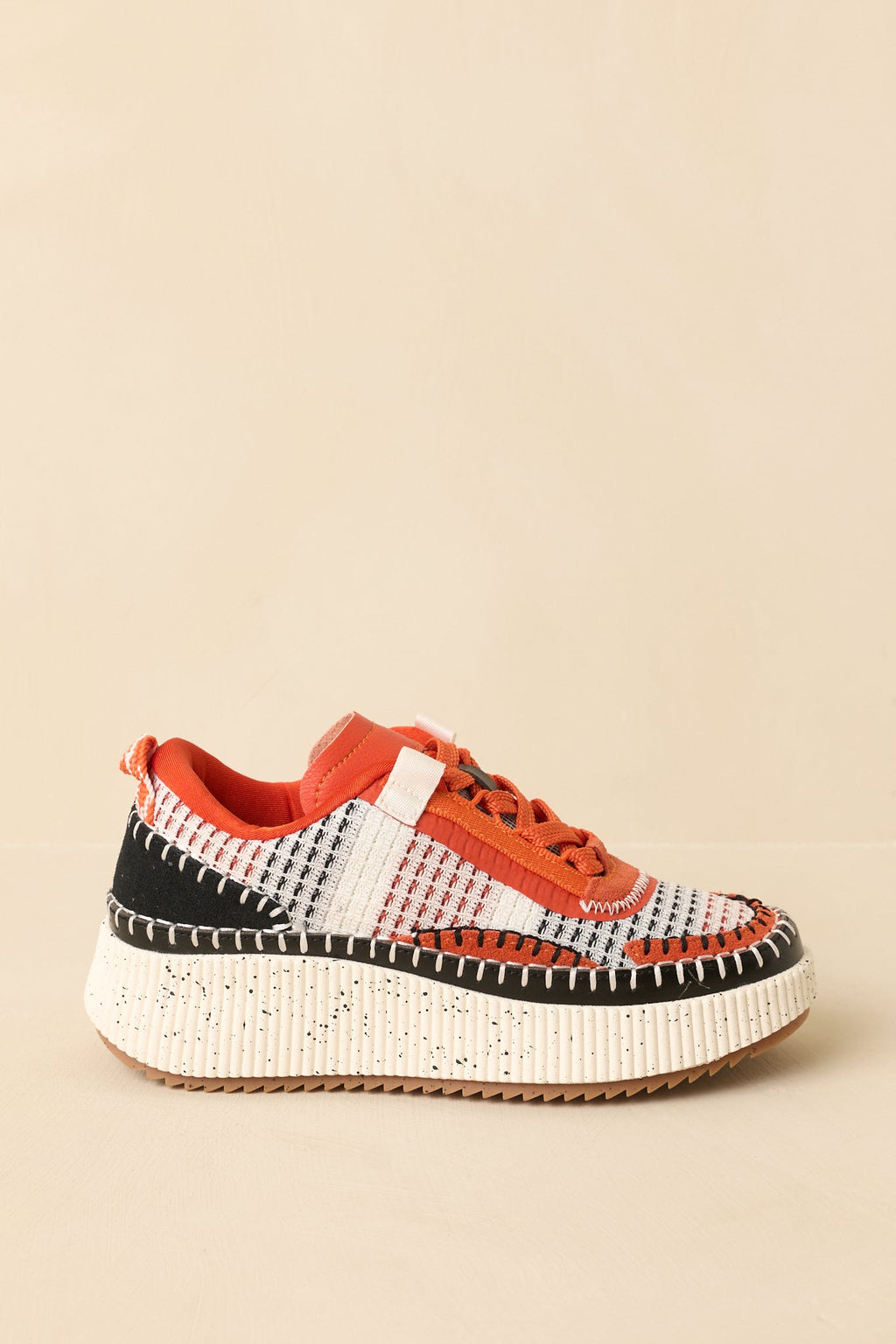 Women's Dig In Your Heels Orange Multi Platform Sneakers | Sole measures 1.75" 5