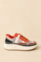 Women's Dig In Your Heels Orange Multi Platform Sneakers | Sole measures 1.75" 5