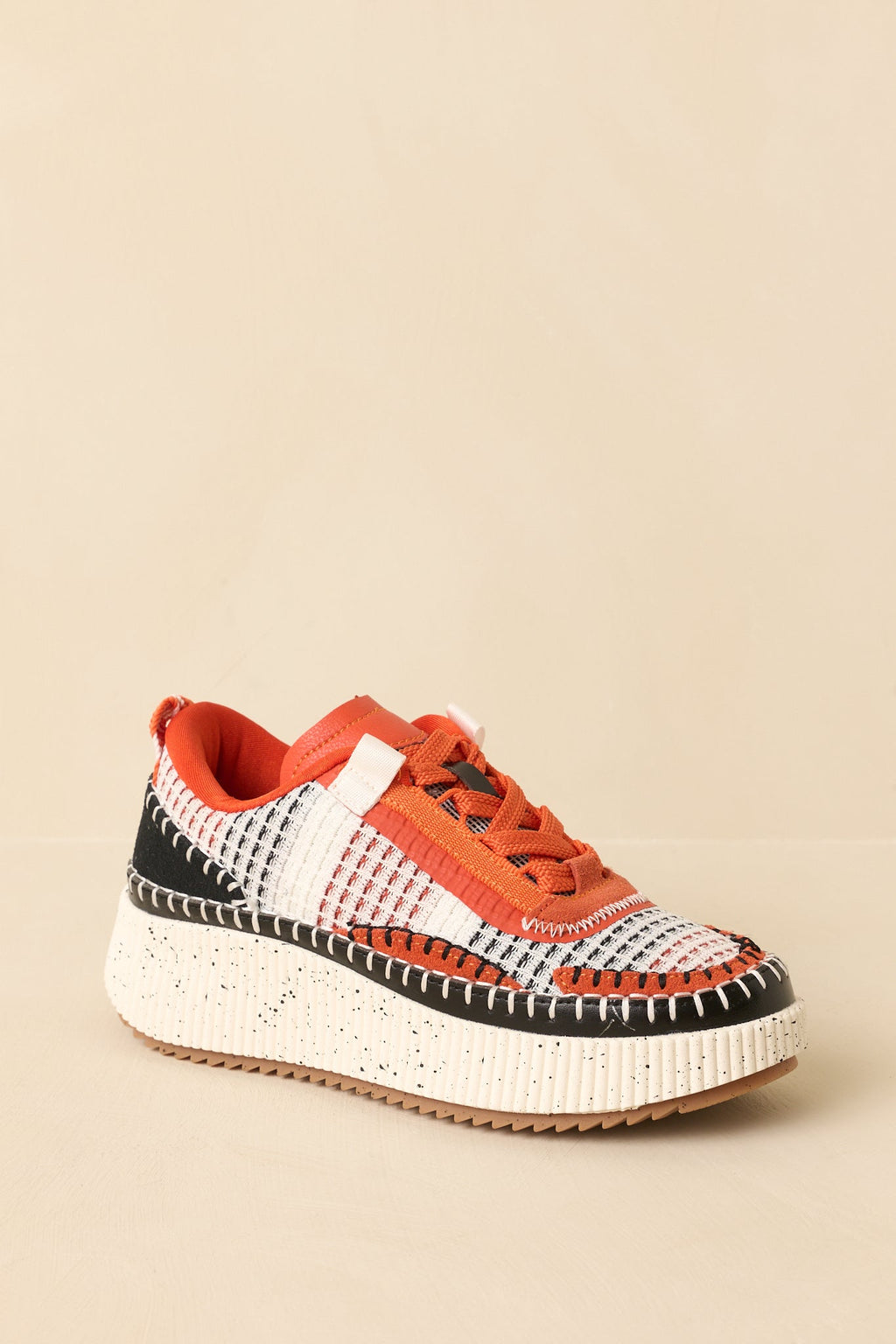 Women's Dig In Your Heels Orange Multi Platform Sneakers | Sole measures 1.75" 6