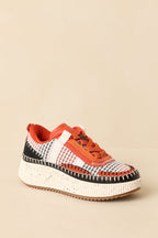 Women's Dig In Your Heels Orange Multi Platform Sneakers | Sole measures 1.75" 6