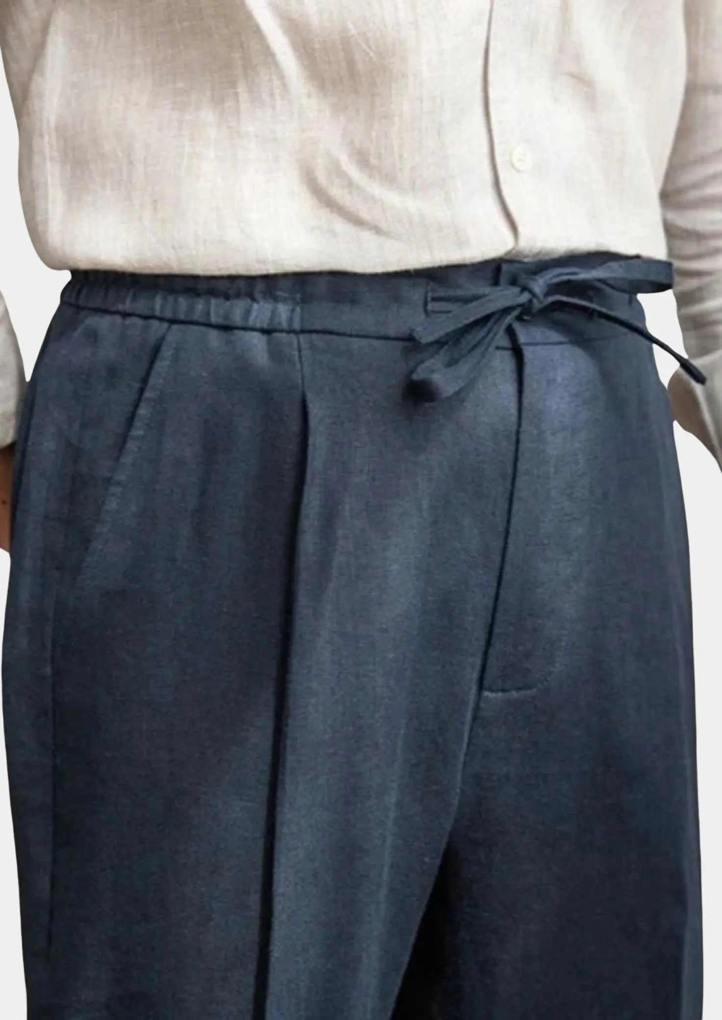 Women's Drawstring Coastal Trousers - Navy Blue 1