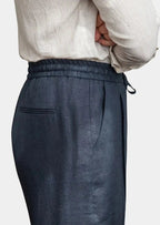 Women's Drawstring Coastal Trousers - Navy Blue 3