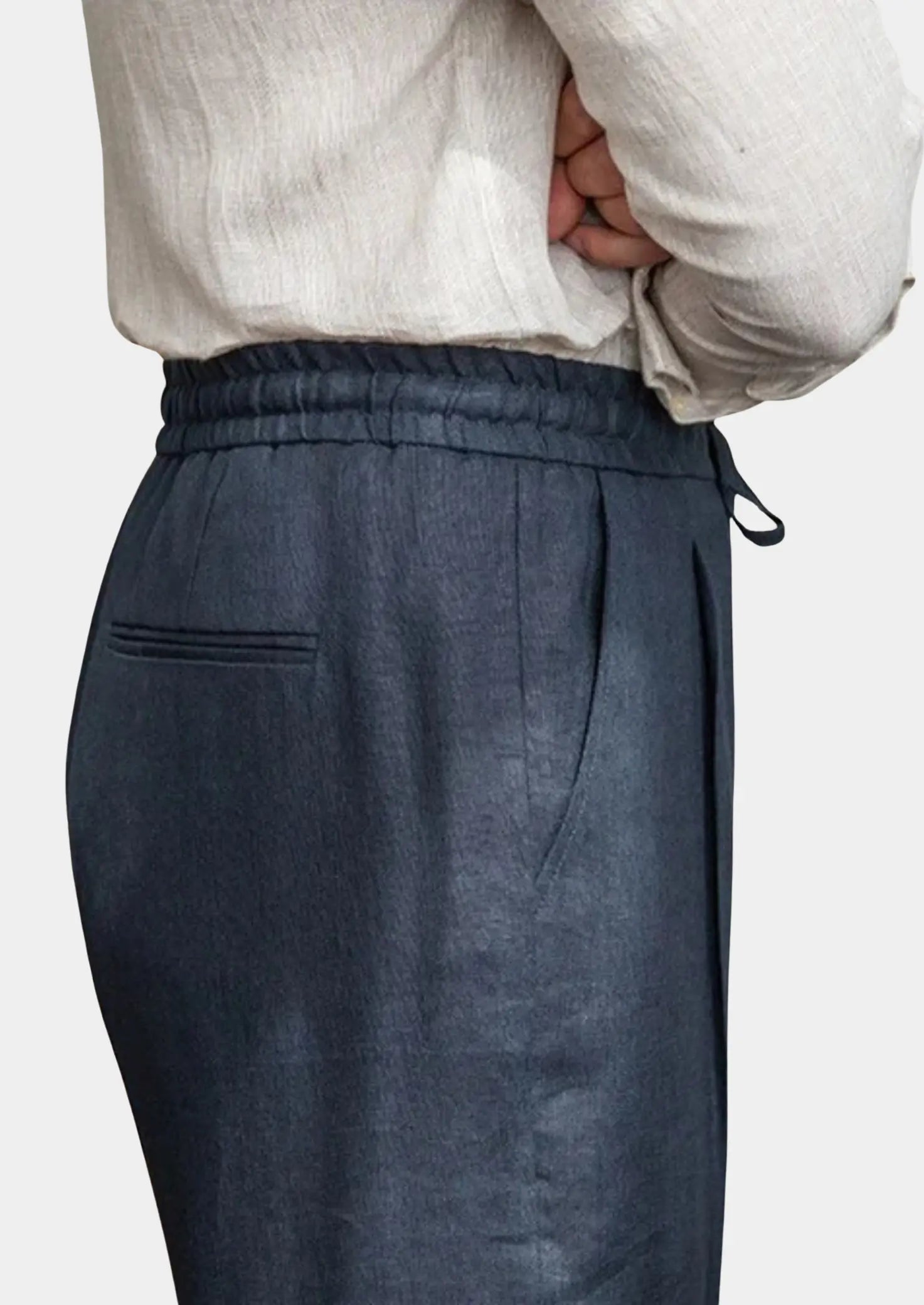 Women's Drawstring Coastal Trousers - Navy Blue 3
