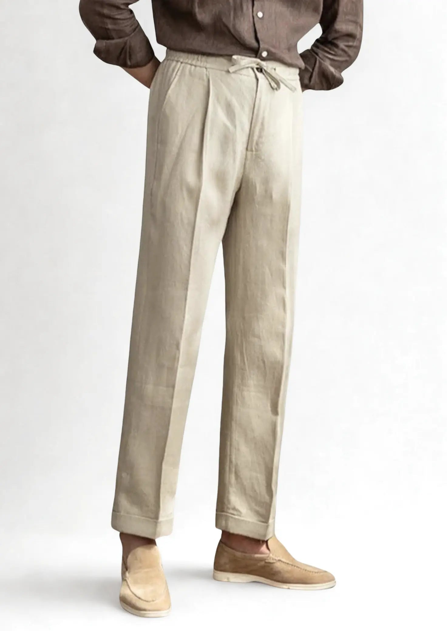 Women's Drawstring Coastal Trousers - Sand 0