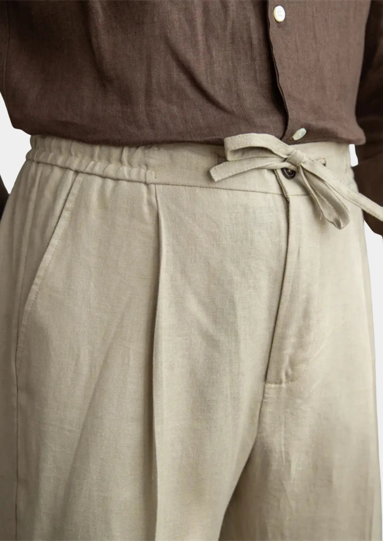 Women's Drawstring Coastal Trousers - Sand 2