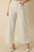 Women's Easy Moments Light Blue Floral Cotton Wide Leg Jeans | 97% Cotton & 3% Spandex 2
