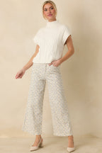 Women's Easy Moments Light Blue Floral Cotton Wide Leg Jeans | 97% Cotton & 3% Spandex 4