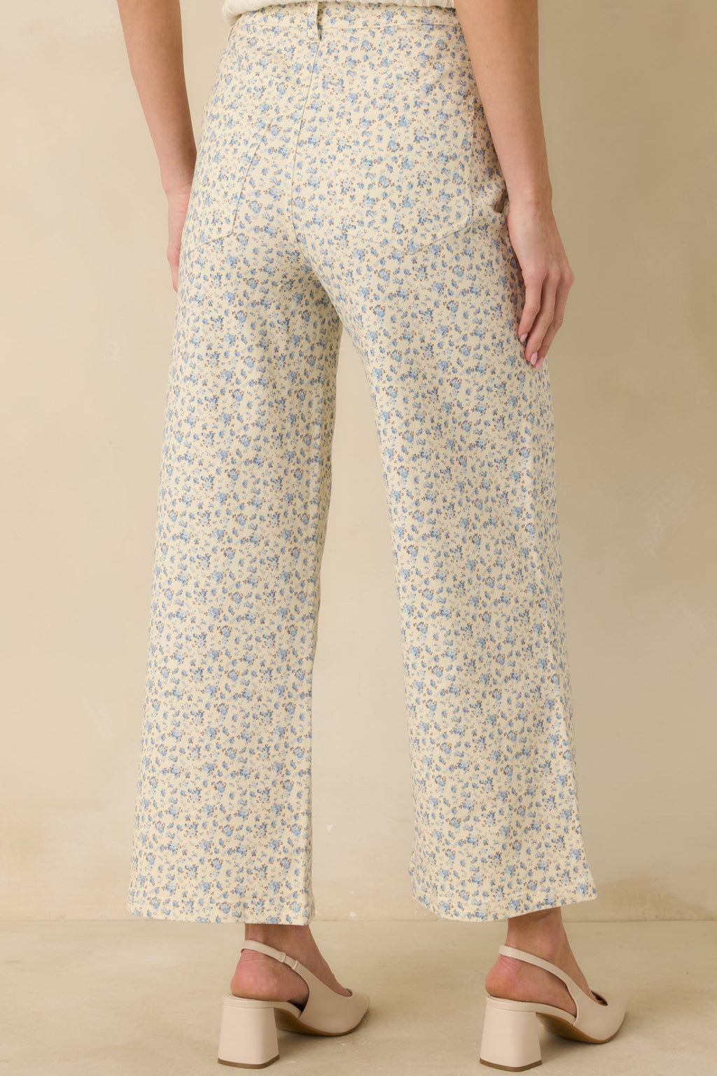 Women's Easy Moments Light Blue Floral Cotton Wide Leg Jeans | 97% Cotton & 3% Spandex 5