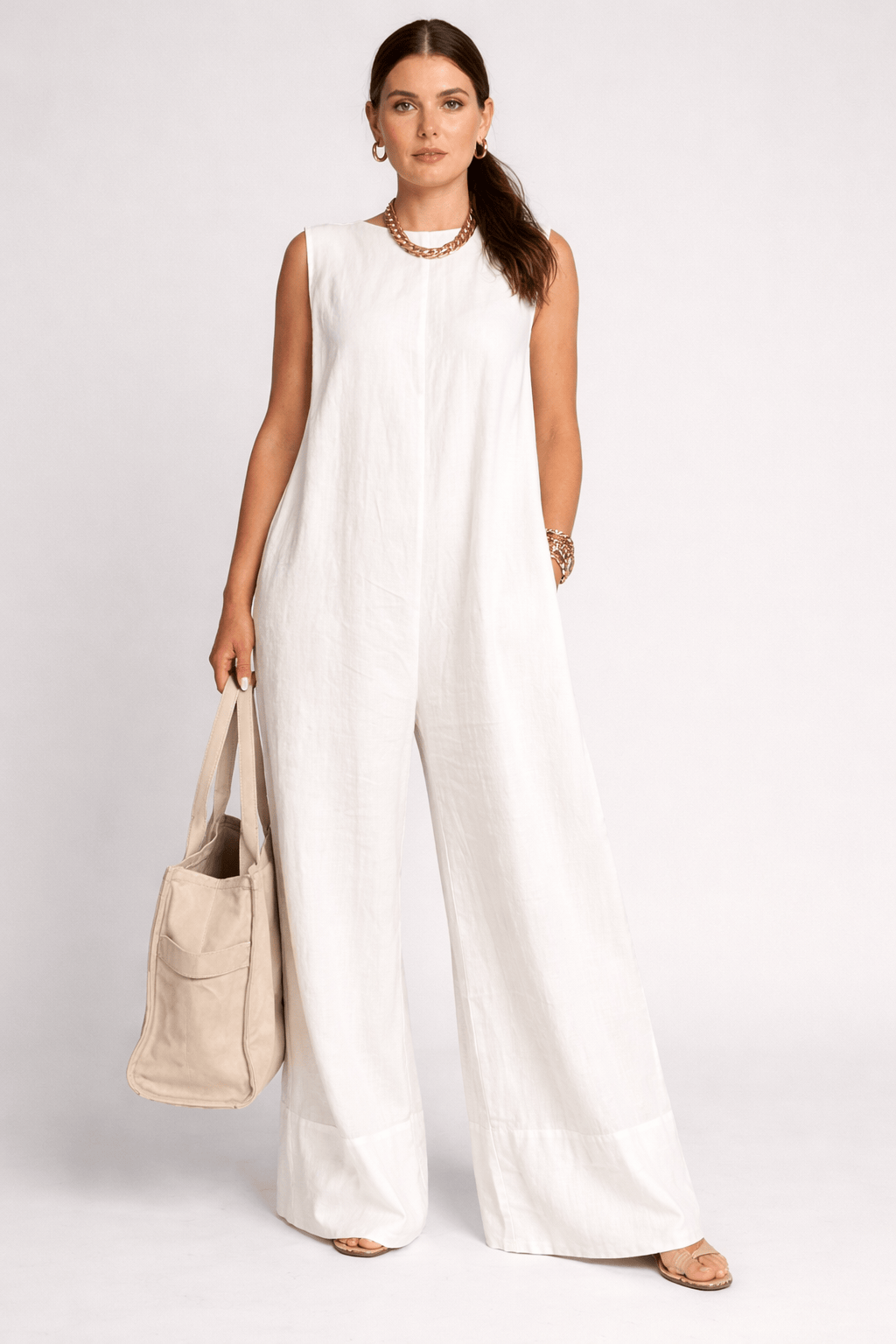 Women's Jumpsuit with Wide Leg Design – Breathable Cotton
