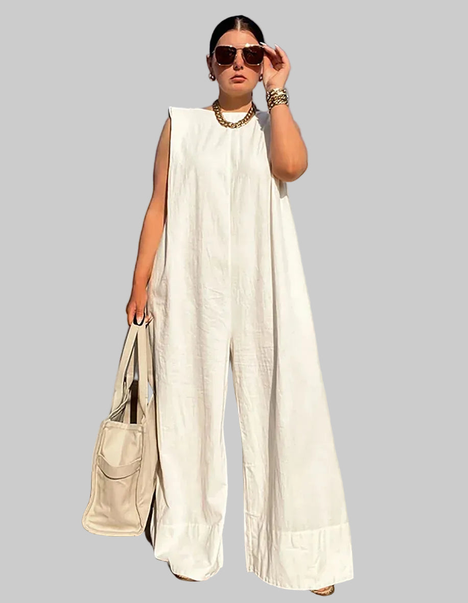 Effortless Style | Women's Jumpsuit with Wide Leg Design | Breathable Cotton for Summer Comfort