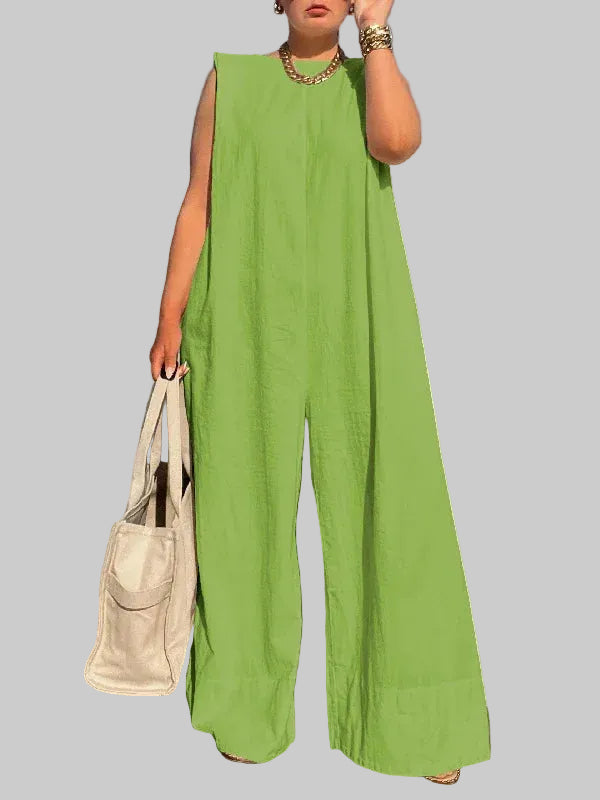 Effortless Style | Women's Jumpsuit with Wide Leg Design | Breathable Cotton for Summer Comfort