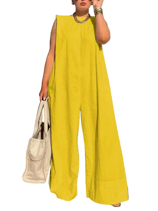 Effortless Style | Women's Jumpsuit with Wide Leg Design | Breathable Cotton for Summer Comfort