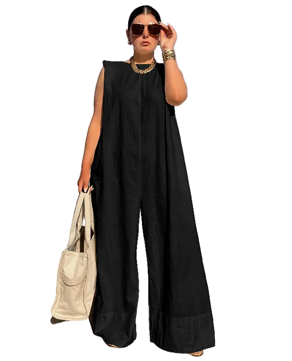 Effortless Style | Women's Jumpsuit with Wide Leg Design | Breathable Cotton for Summer Comfort