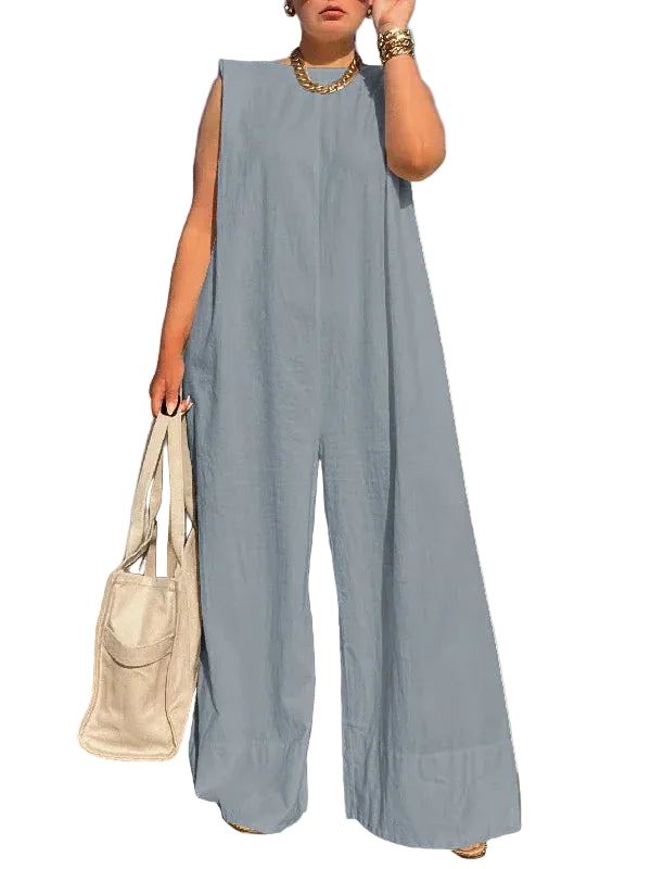 Effortless Style | Women's Jumpsuit with Wide Leg Design | Breathable Cotton for Summer Comfort